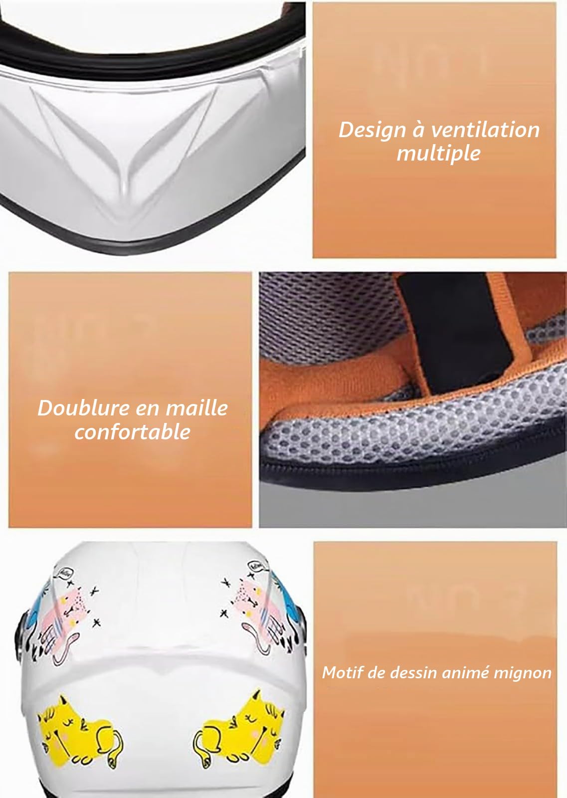 Casque De Moto Intégral Pour Enfants QKDWQZ, Casque De Scooter Homologué ECE, Compatible ATV, Adventure, Scooter, Cruiser/ Touring, UTV, Street Bike, DOT