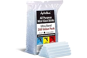 Artellius Mini Hot Glue Sticks (HUGE BULK PACK of 200) 4" and 0.27 Diameter