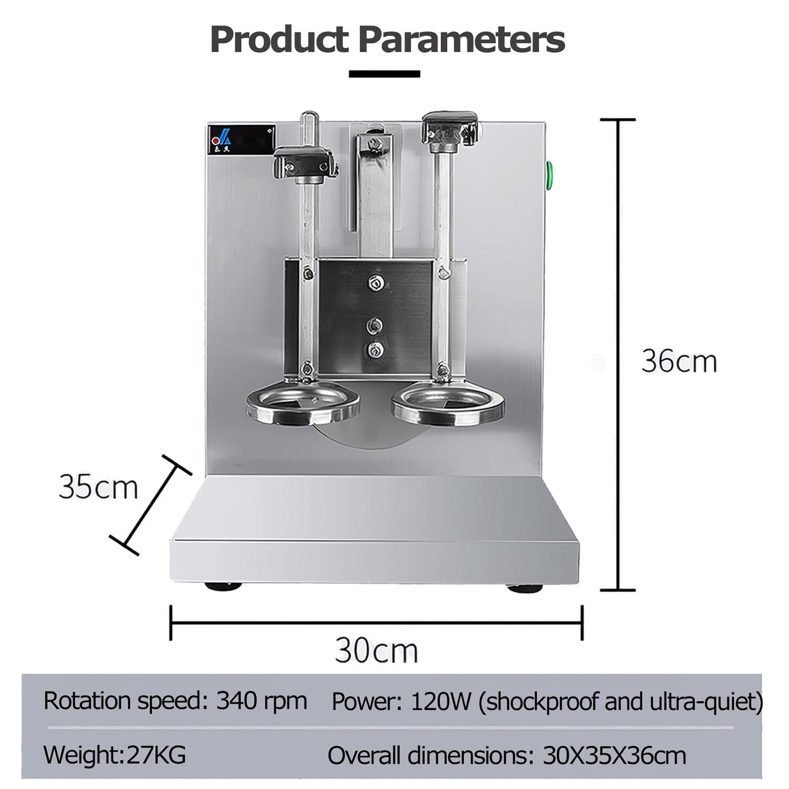 Automatische Milchtee-Shaker-Maschine, Zwei 360°-Shakerköpfe - elektrischer Shaker, automatische Shaker-Maschine mit 2 750-ml-Schneegrammbechern,
