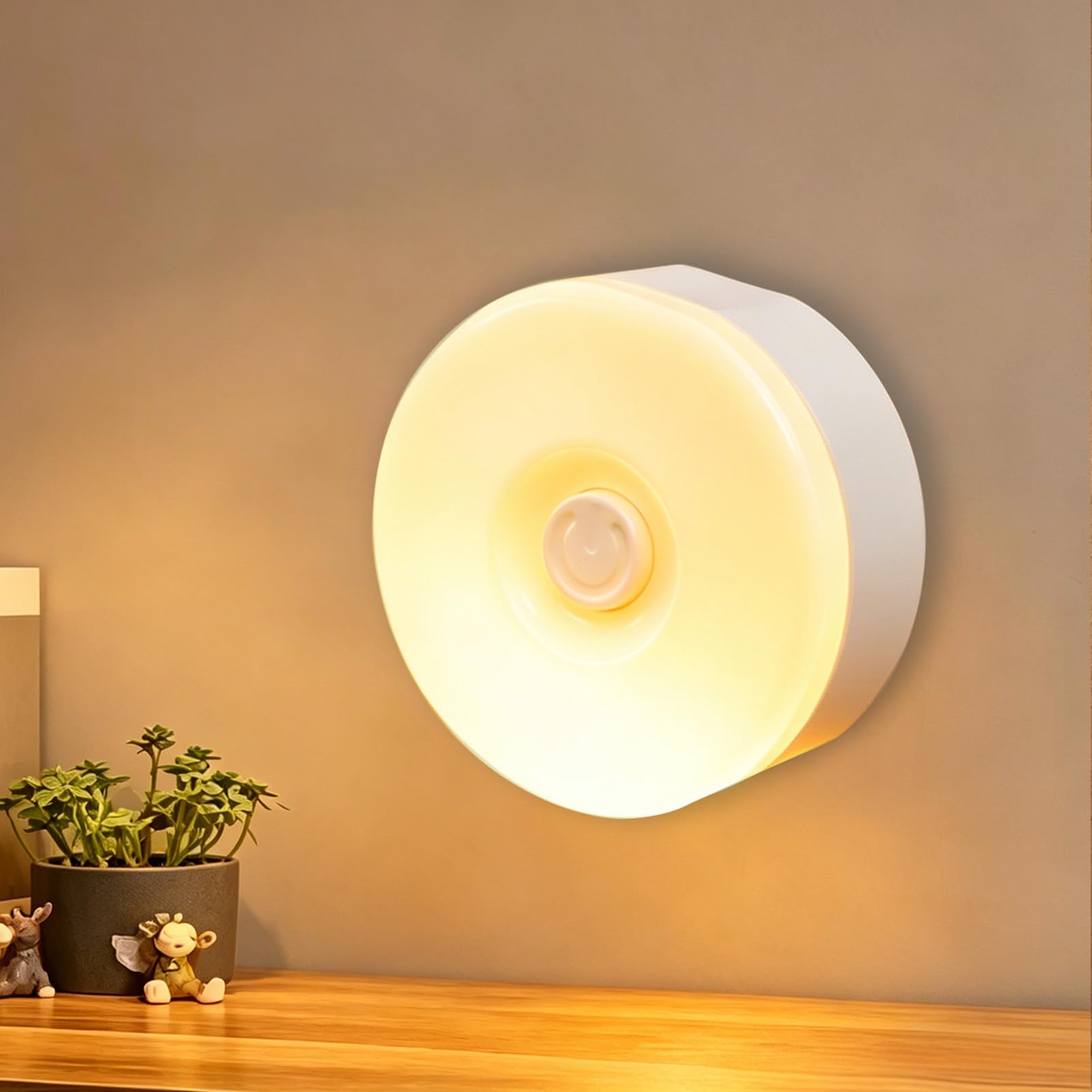 Rechargeable Night Light, Portable USB Magnetic Stick On Light, Click Bright LED Lights with Stepless Dimming & 3 Colour Modes, No-Drill Wireless Lamp for Kids Bedroom Nursery Kitchen Cupboard Stairs