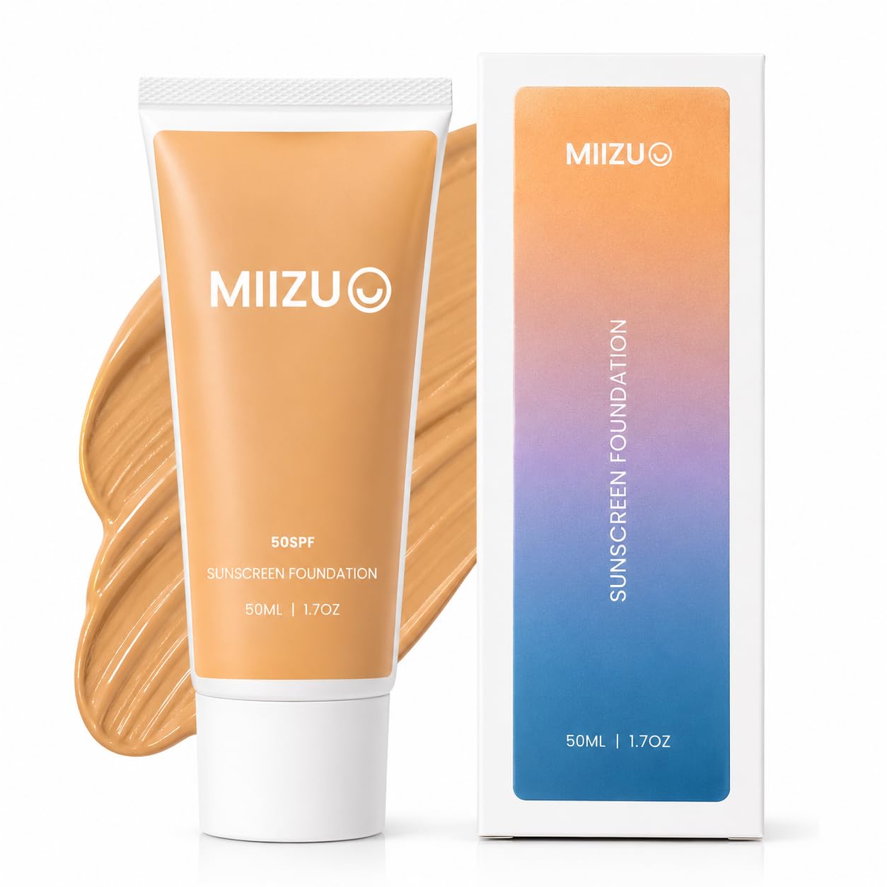 Miizu SPF 50 Tinted Sunscreen Foundation 3-in-1 Mineral CC Cream & Color Correcting Makeup Hydrating Mineral Sunscreen with Zinc Oxide & Centella Asiatica Fragrance-Free 1.7oz