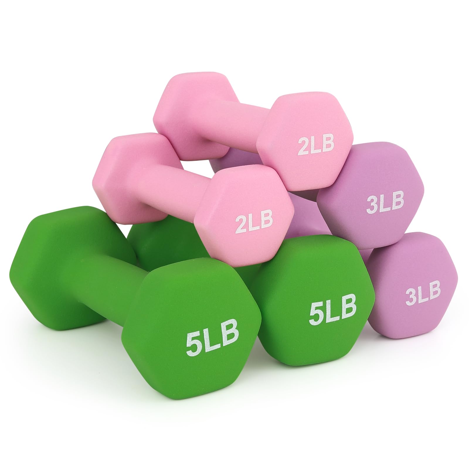 MADOG Dumbbell Set Anti-Slip Neoprene Coated Hexagon Hand Weights for Home Gym Equipment Workouts Strength Training