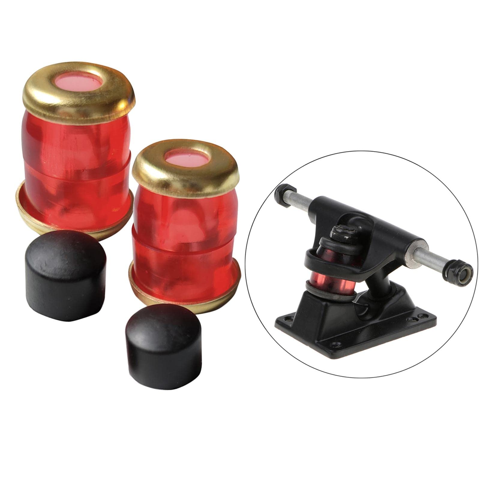 4 Piezas Bujes de Ejes de Skateboard 90A + Bujes Superiores E Inferiores + Arandelas de Amortiguación + Copas Cónicas Y Cilíndricas de PU Ade