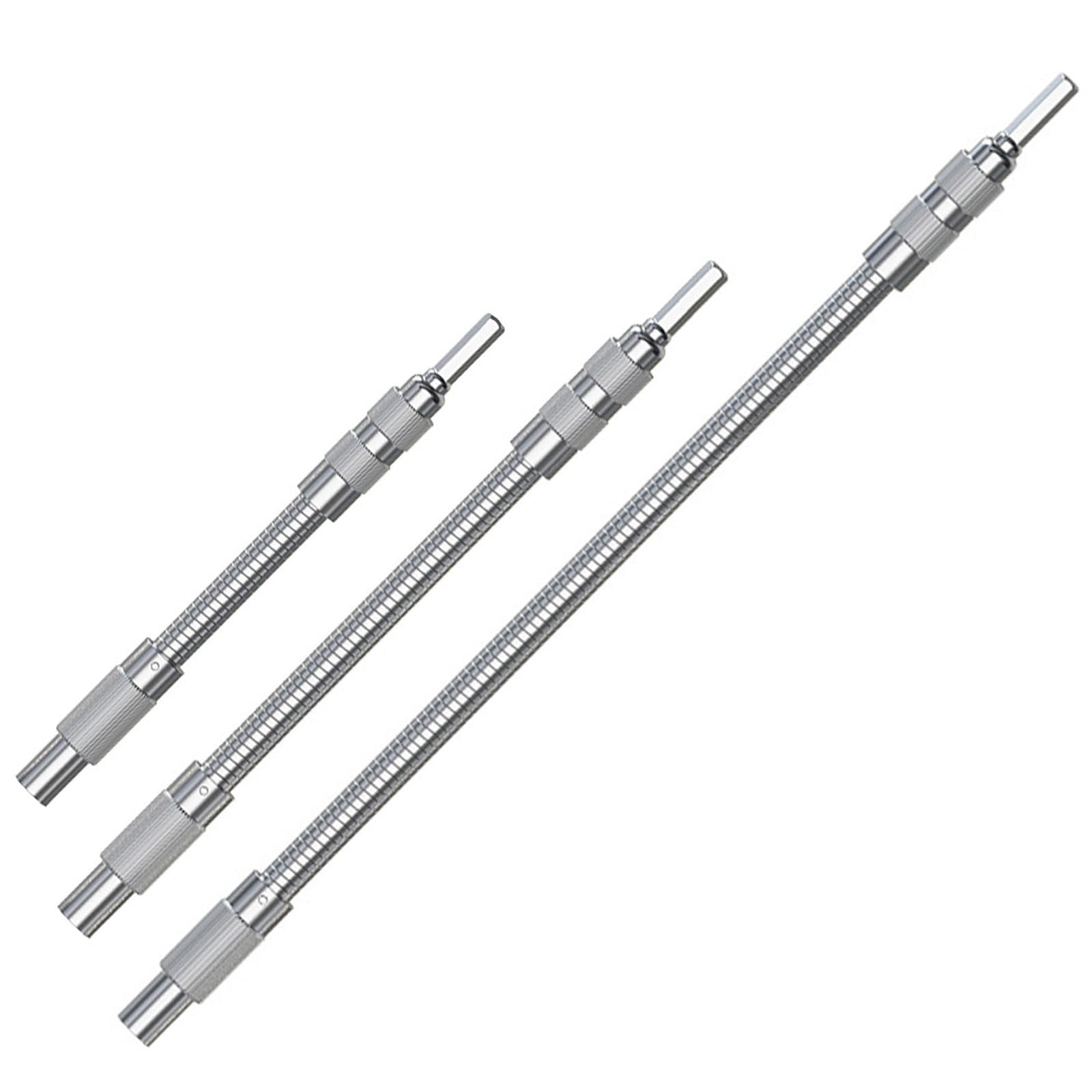 Newft 3Pcs 15/20 / 30Cm Universals Drill Extensions Flexible Shaft With Head 1/4" Hexagonal Shank Power Tool Accessory Flexible Bit Holder