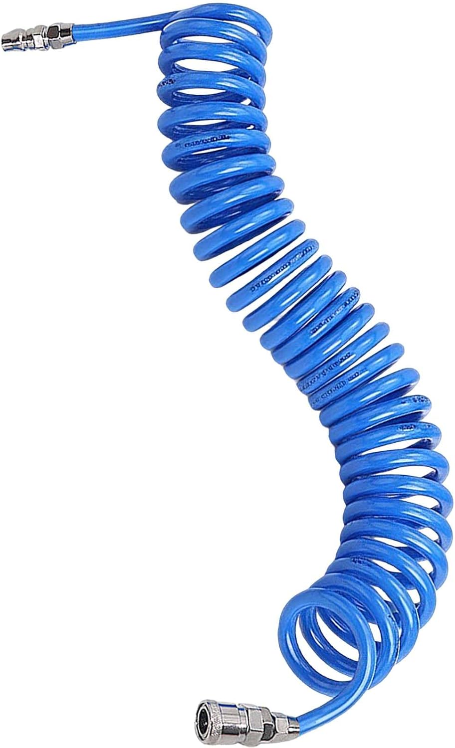 25 Feet Repairable PU Recoil Air Hose, Air Compressor Hose with 1/4" Industrial Universal Quick Coupler and I/M Plug Kit, Max Air Tool Hose
