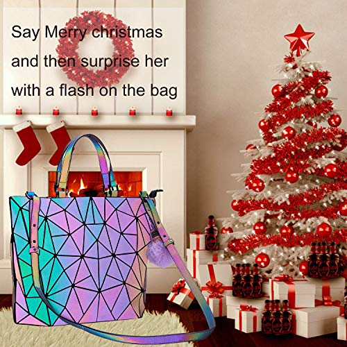 Harlermoon-Geometric-Holographic-Luminous-Reflective-Purse-Large-Top-handle-Handbags-with-Zipper-Closure-Boston-Bag-for-Women