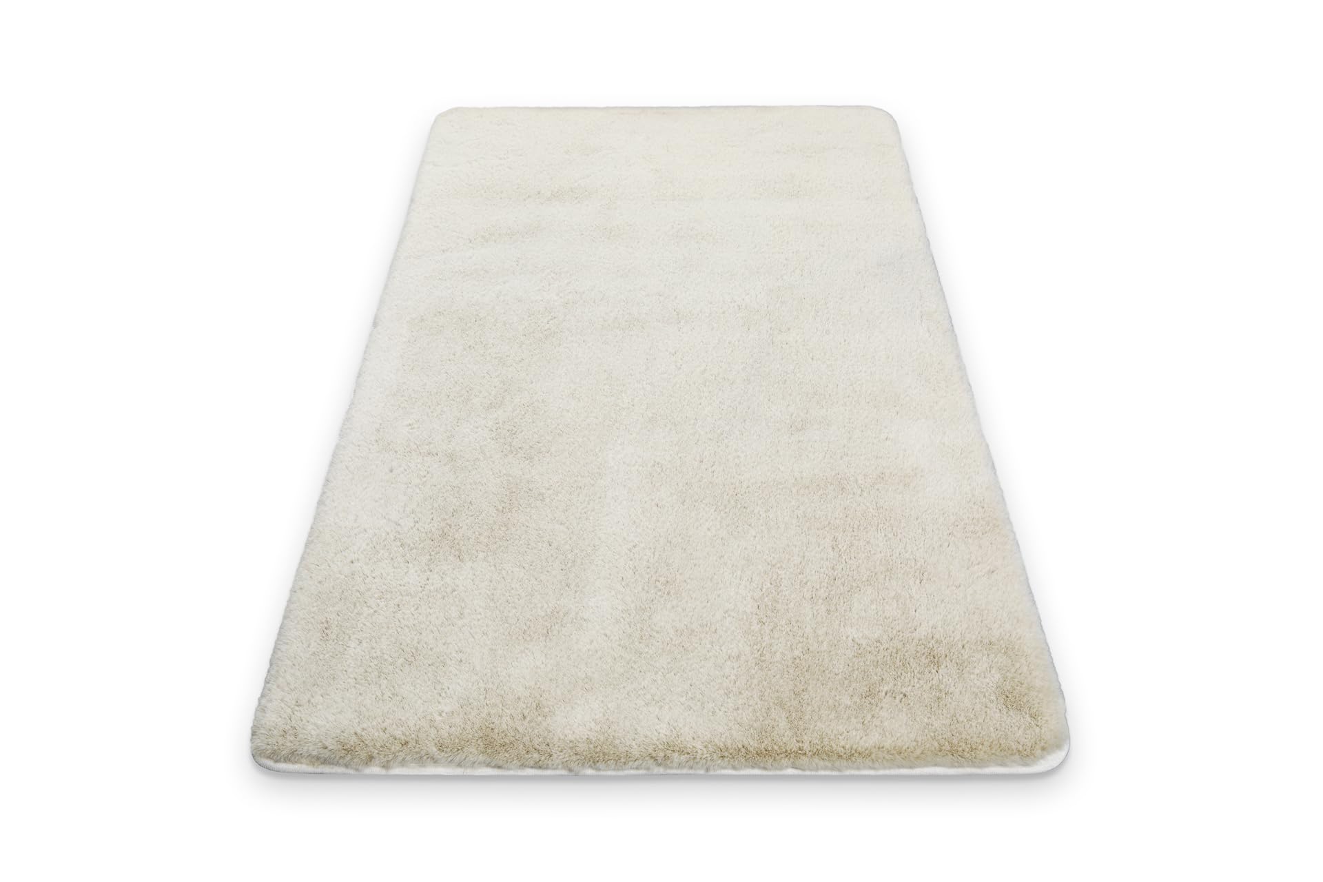 WECONhome Basics Emil - Alfombra de baño (80 x 150 cm), color crema y beige | Elegante alfombra de baño, antideslizante, lavable y supersuave, ideal para un baño moderno