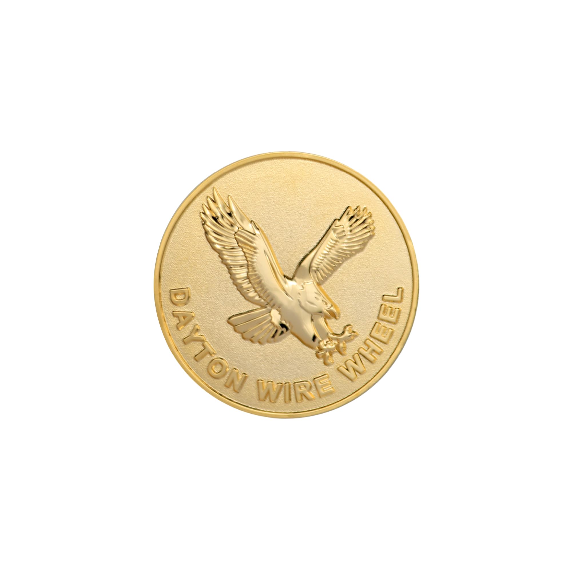 Dayton Eagle Gold 3D metalowy emblemat do kół (pojedynczy) | 24-karatowy potrójnie pozłacany solidny metalowy emblemat koła, 5,71 cm, dla lowriderów z wyciętymi lub wpuszczanymi