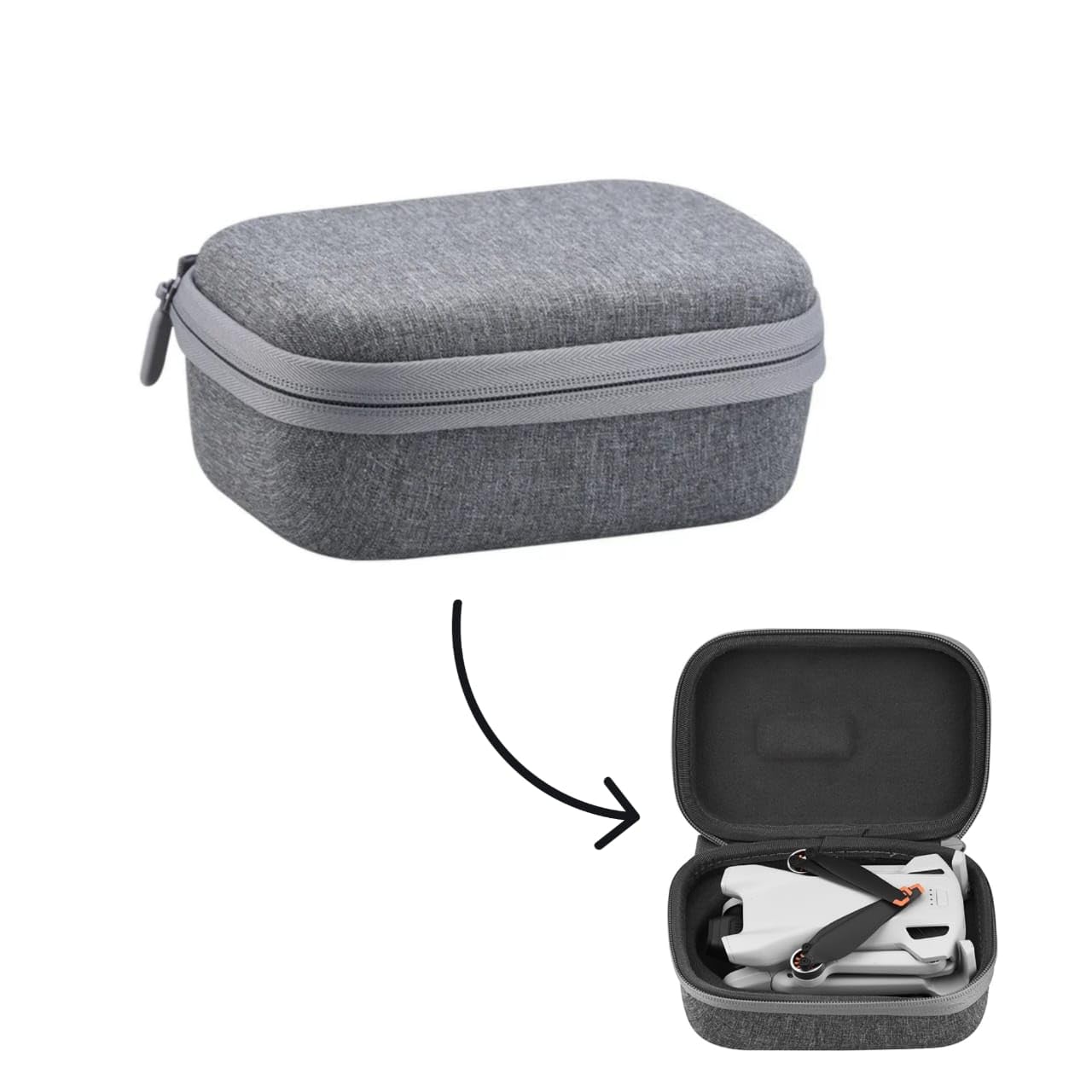 GetZget Fabric Sunnylife Carrying Case Bag for DJI Mini 3/Mini 3 Pro Drone - Portable Compact Storage Accessory for Air Travel, Grey