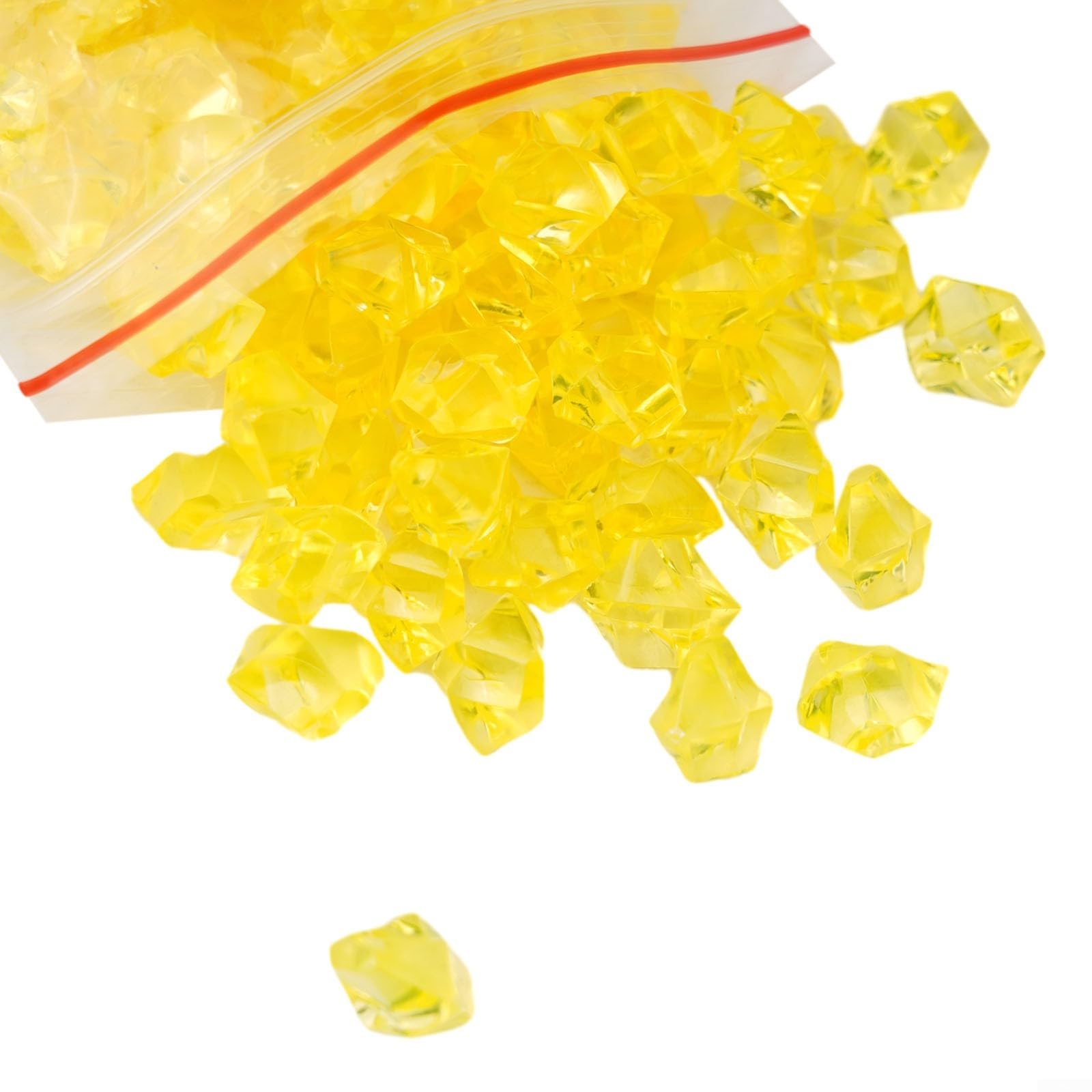 150pcs Acrylic Ice Rocks for CRYSTALs Gems, Bulk Fake for CRYSTALs,Acrylic for CRYSTAL Gem Stone Ice Rocks, for Radiant Vase Plant Decoration,Wedding Decoration,Table Scatter Party(Yellow)