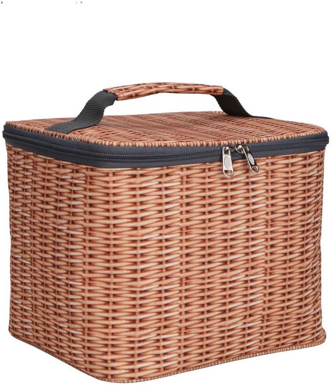 Lunch Bag Wicker Fabric Cooler Bag Foldable Thermal Tote Insulated Picnic Lunch Bag