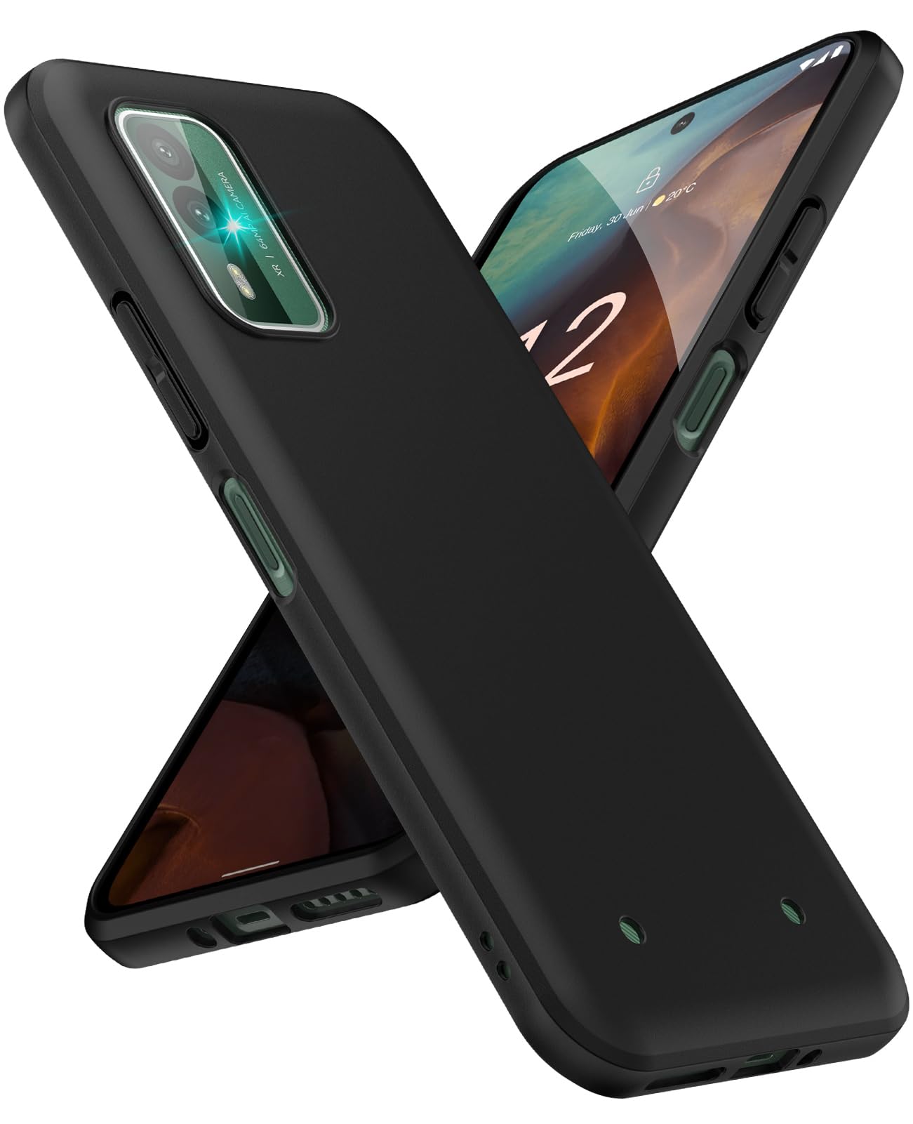 SineOrdoCase for Nokia XR21 Phone Case, Slim Case Nokia XR21 Cover Thin Soft with Shock-absorption Corners Shockproof Silicone TPU Matte - Black