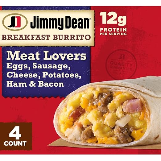 Jimmy Dean Meat Lovers Breakfast Burritos, 17 Oz (4 Count)