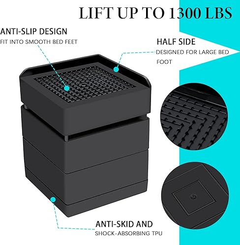 Miniatura 2 de Elevadores de cama de 4 pulgadas resistentes, elevadores de muebles para mesa de escritorio, sofá, sofá se elevan a 1.5, 3 o 4 pulgadas, bloques de