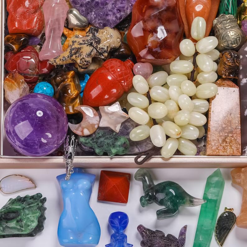 Crystal Mystery Box, Crystal Confetti, Mystery Lucky Scoop, Random Lucky Crystal, Crystal Set, Rocks and Minerals, Crystal Gift Box, Surprise Crystal (Small 4 oz / 113g- Beginners) Small 4 oz / 113g-- Beginners