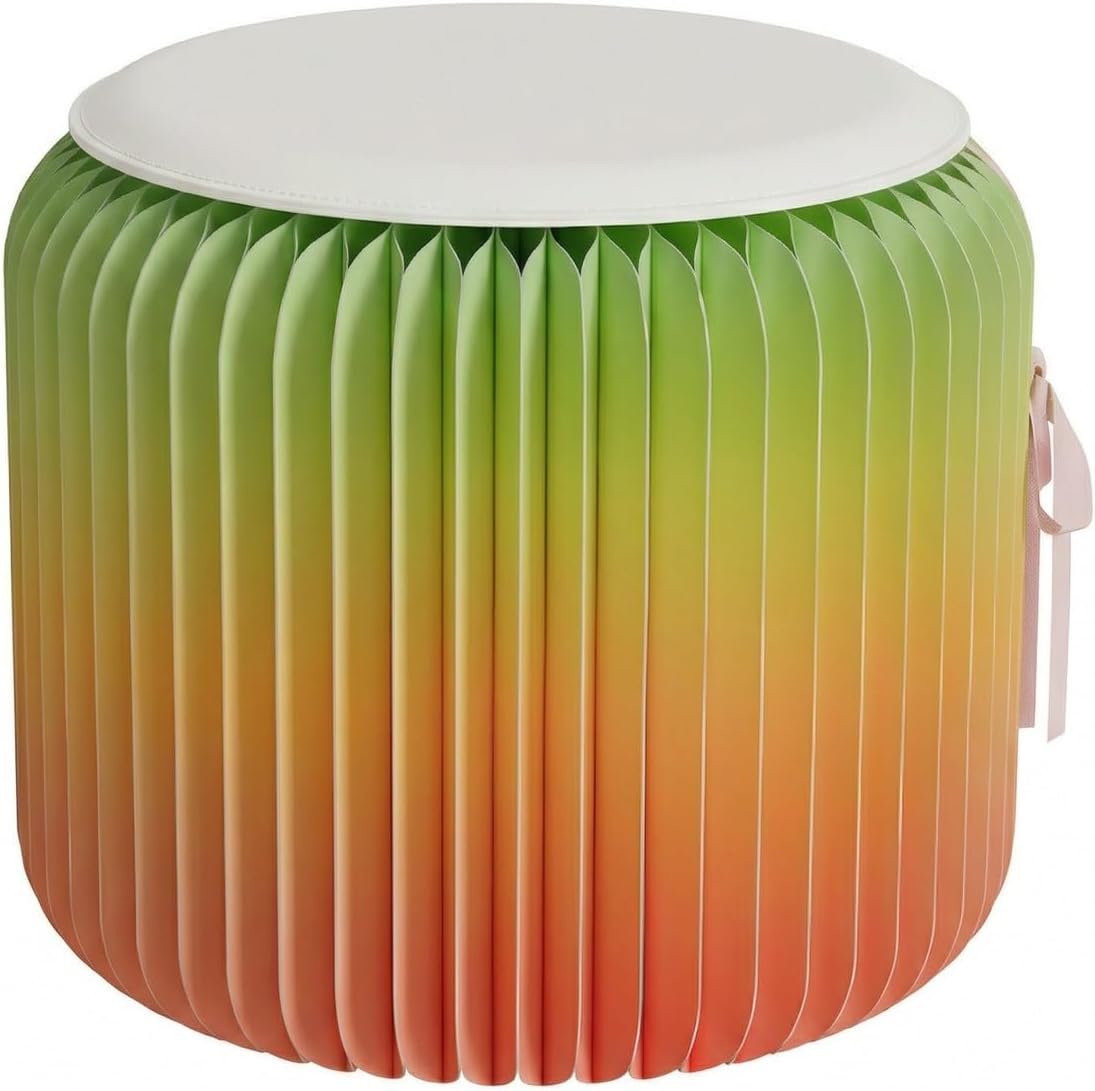 Foldable Paper Stool Portable Stool Gradient Design Lightweight and Portable with A Weight Capacity of 100kg Suitable for The Home Entryway Bedside(Rainbow,36x44cm)