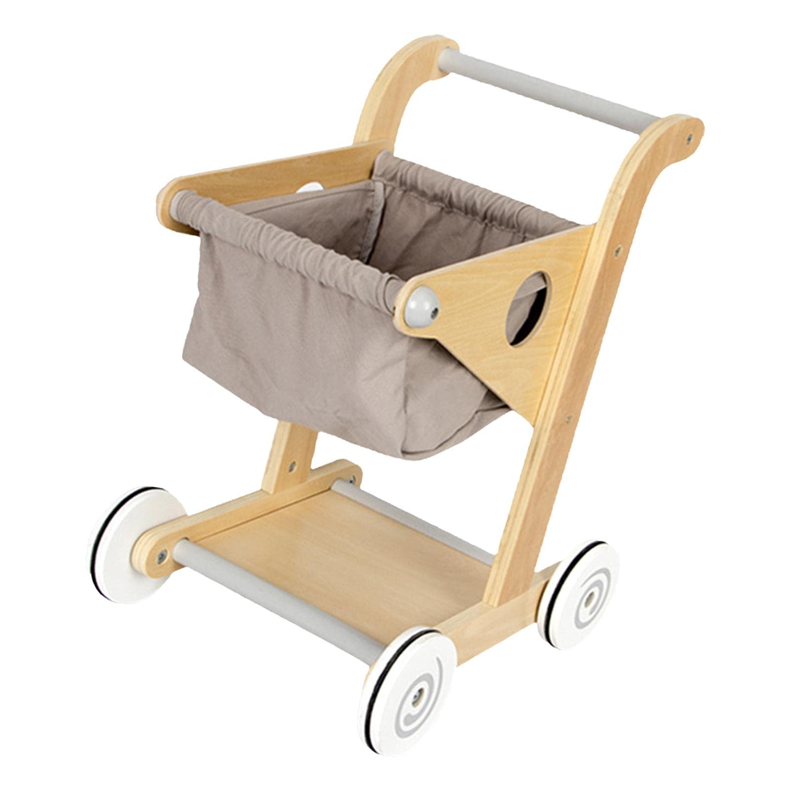 harayaa Carrello Giocattolo in Legno per attività di Spesa per Bambini, Grigio