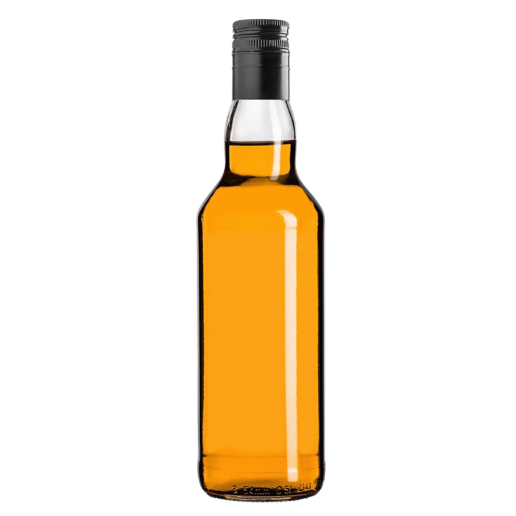 KADAX Set di 10 bottiglie in vetro 500ml con tappo a vite nero, lungo – bottiglie vuote da riempire per succhi, sciroppo, olio e liquore, conservazione alimentare