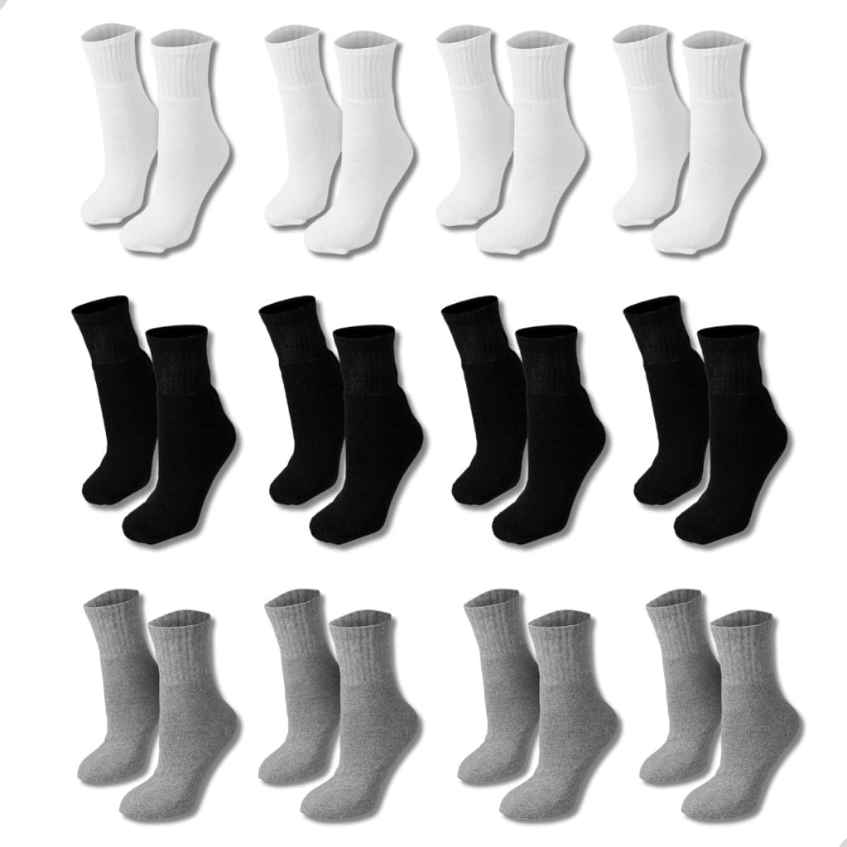 Kit 12 Pares Meia Cano Médio Tubo Masculina Adulto Poliéster Veste 39/43 Dallf