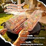 Rotatable Rolling Grill Baskets, 304 Stainless Steel, Even Cooking Nesting Grilling Net, BBQ Accessories Tools for Vegetables and Shrimp, Outdoor Camping, Gifts for Birthday/Men/Dad/Husband