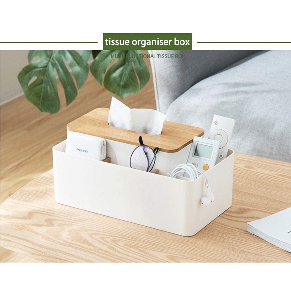 tooloflife - Porta fazzoletti in plastica, rettangolare, con contenitore per fazzoletti, tovaglioli, cucina, sala da pranzo, bagno, scrivania, porta fazzoletti con copertura in legno
