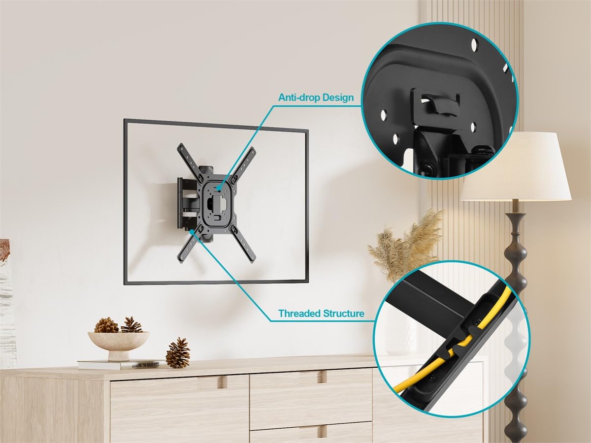 Monoprice Staffa di montaggio a parete per TV da 24" a 55", articolata Full-Motion, peso massimo 34,9 kg, modelli VESA fino a 400 x 400, girevole, certificato UL, serie Select
