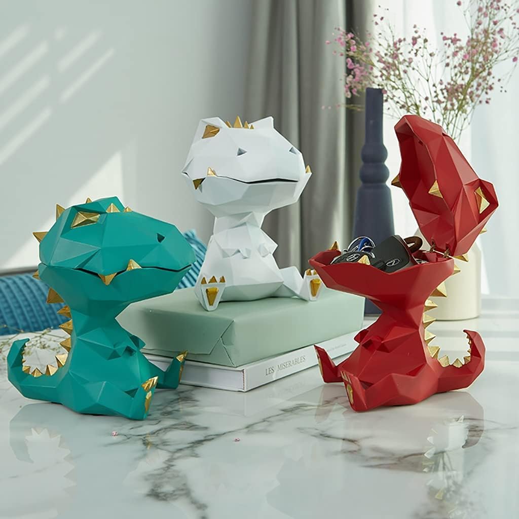 Miska na klucze, słoik na ciasteczka naczynie na cukierki cukierki na Halloween taca dekoracja abstrakcyjna figurka dinozaura zwierzęcego miska na klucze do przedpokoju stół taca (kolor: czerwony) (C