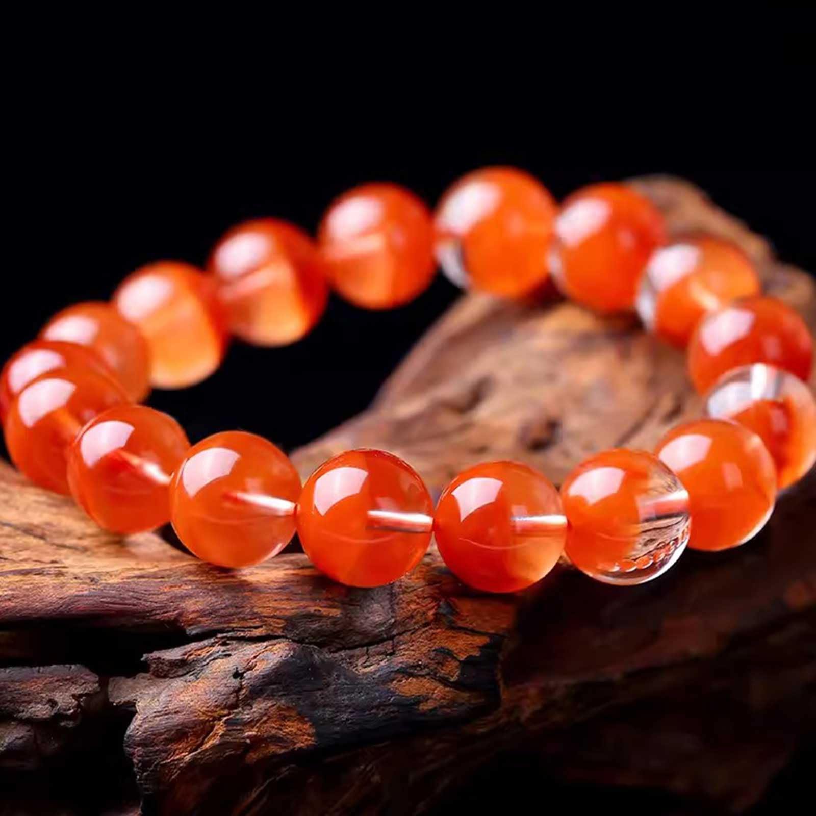 Bracciale di Cristallo curativo – Bracciale Elasticizzato con Perline di Pietre preziose Rosse Naturali per Donna Uomo, Pietra Rotonda per Yoga,8mm