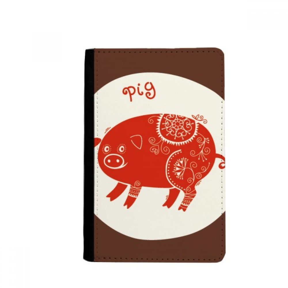 Year Of Pig Animal China Zodiac Red Passport Holder Notecase Burse Wallet Cover Card Purse