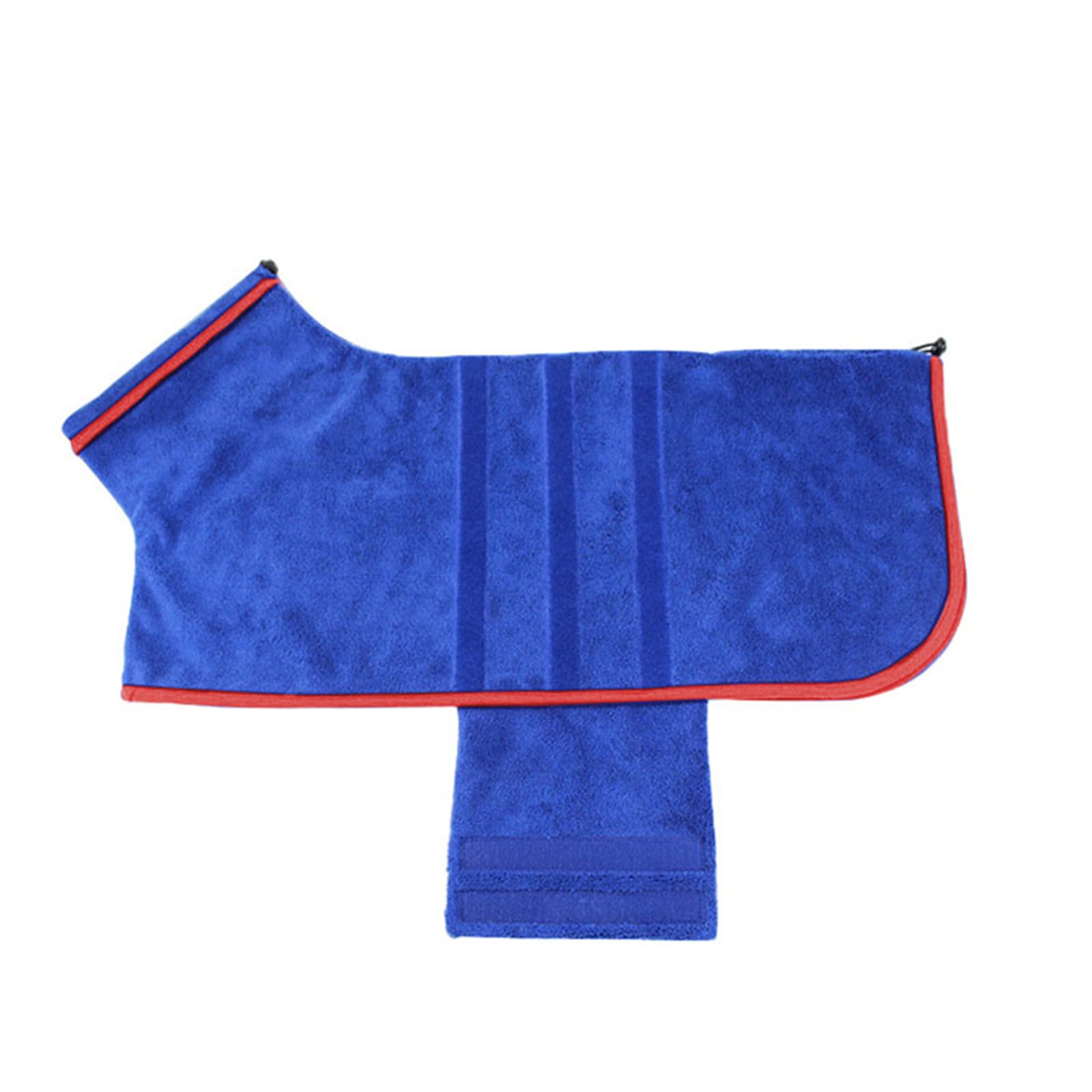 Hixingo Large Dog Drying Coats, Super Absorbent Dog Towel Robe Super Soft Dog Towel Coat Microfiber Pet Dressing Gown for Spaniels, Dachshund, Labrador, Cocker Spaniel (XS,Sapphire Blue)