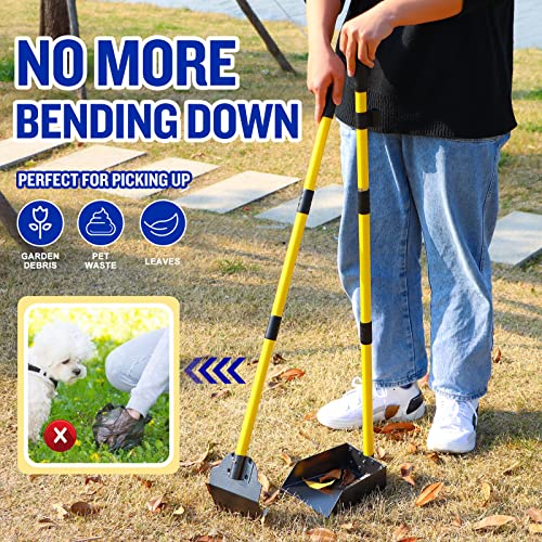 Image of Dog Pooper Scooper,Tray and Spade Set Poop Scooper for Dogs, Adjustable Long Handle Metal Pooper Scooper with Bin for Pet Waste Removal, No Bending Clean Up for Medium and Large Dogs