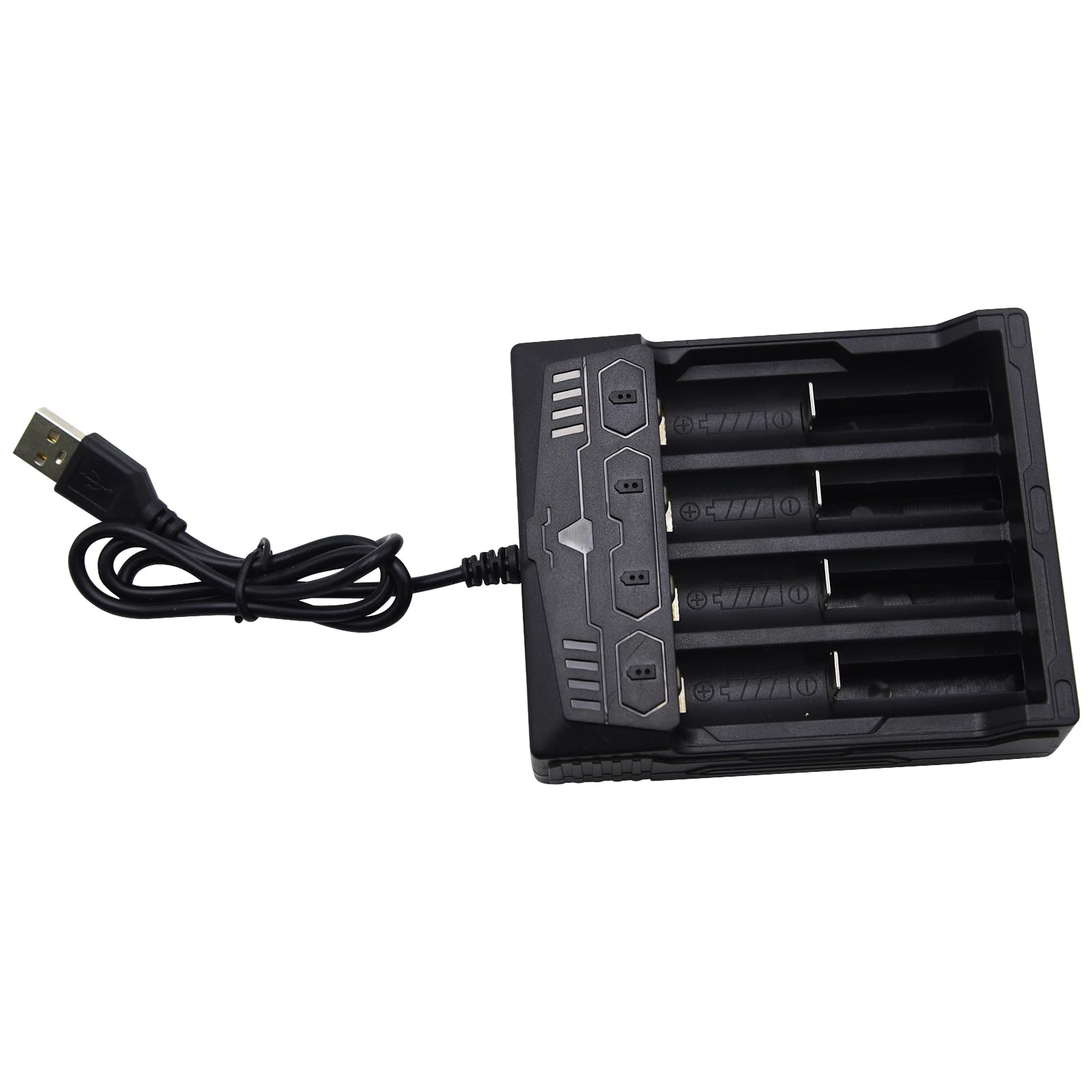 Blomiky 4 Bay Universal Charger with USB Interface Fit for 3.7V Rechargeable 18350 18500 18650 26650 21700 10400 14500 16340 16650 Lithium-ion Battery/Li-ion Charger