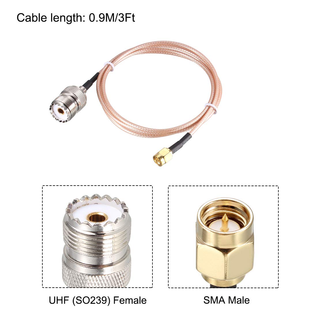 uxcell SMA Male to UHF SO-239 Female RF Coax Cable RG316 Antenna Cable 0.9M/3Ft