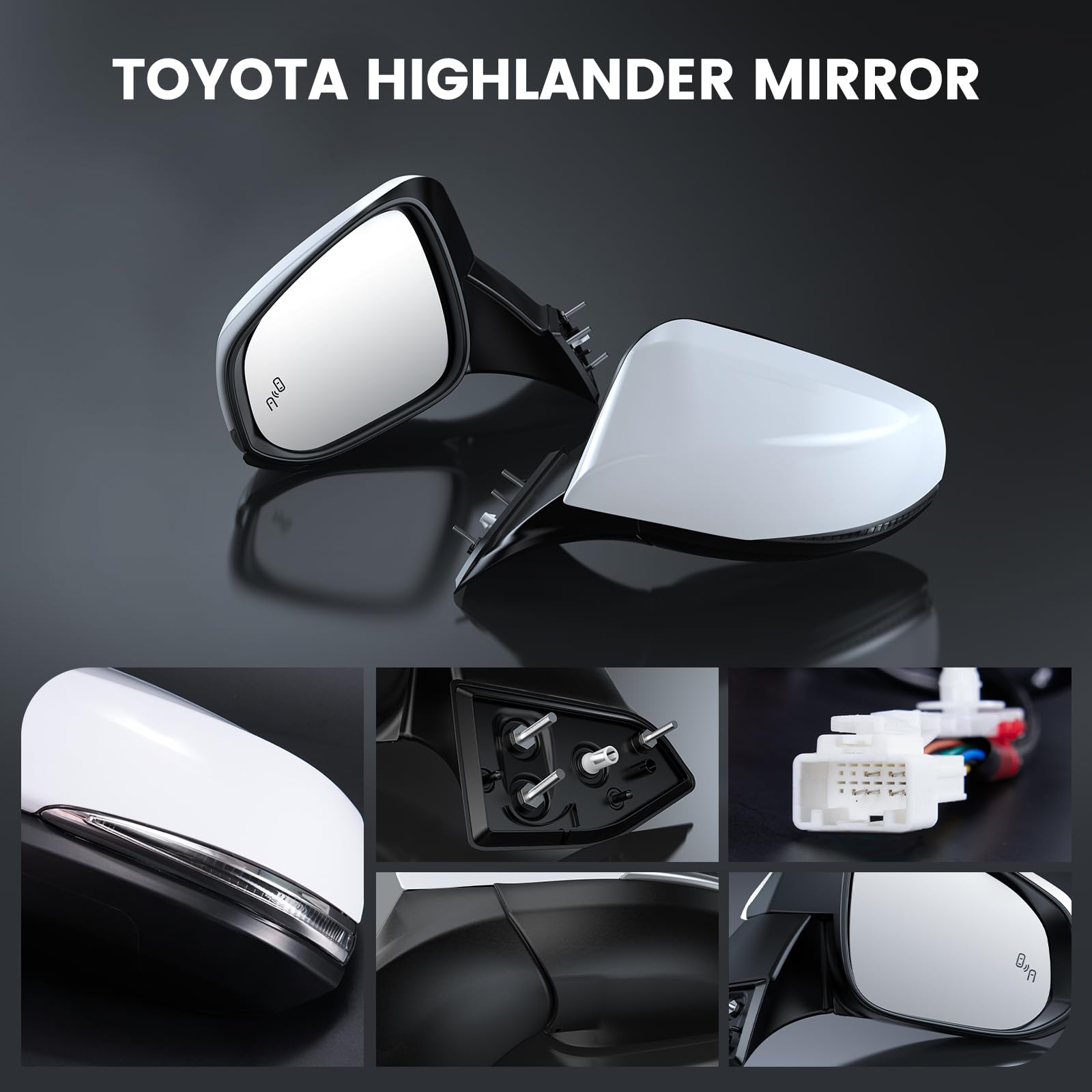 Para Toyota Para Highlander 2020-2024 Conjunto Espejo Lateral Puerta De