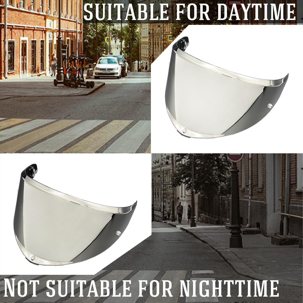 K6 Helmet Visor Replacement,Motorcycle Helmet Face Shield Sunscreen Anti Uv Windshield Compatible with AGV K6 K6S (Silver-Day use only)