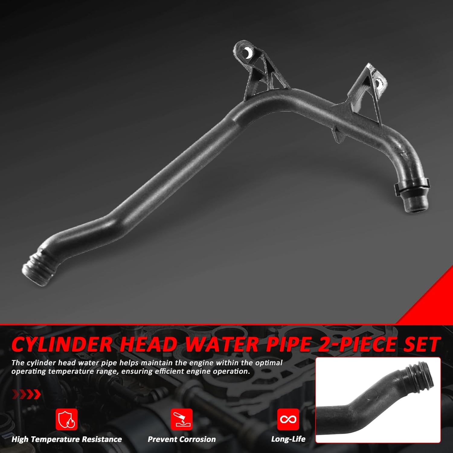 2 PCS Engine Coolant Pipe 2000-2006 For BMW E36 E39 E46 E85 320i 323i 325i 328i 330i 525i 528i 530i Z3 Z4 Replacement No.: 11537502000,11531705210