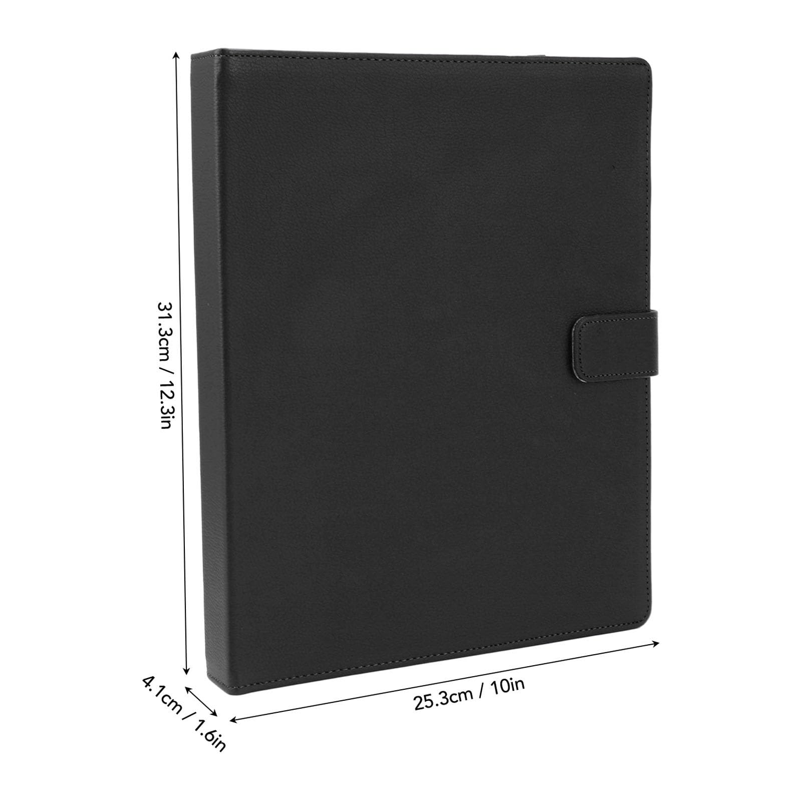 Fafeicy Teczka na Nuty, 3-pierścieniowy Segregator A4 ze Skóry PU z Numerami Stron dla Orkiestry i Chóru (BLACK)