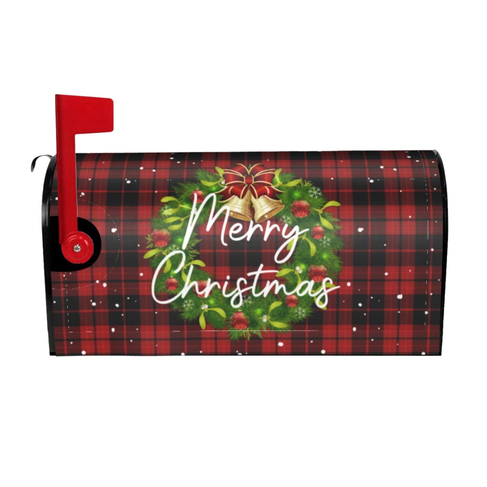 Couverture de boîte aux lettres d'hiver à carreaux buffle pour une décoration de Noël rustique