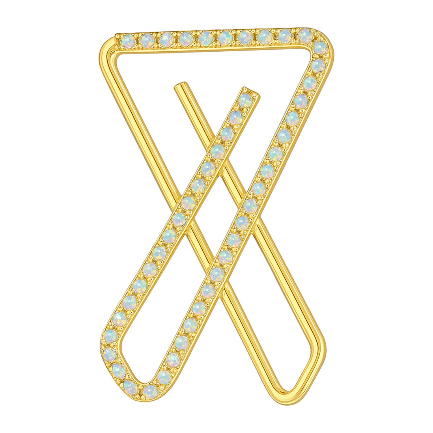 FASHIONS Gold Plated Crystal Rhinestone X Shape Criss Cross Sparkling Saree Pin Brooch Anti Tarnish Draping Holding Heavy Pleats Pallu dresses Hijab Dupatta Scrafs Clip for Women & Girls