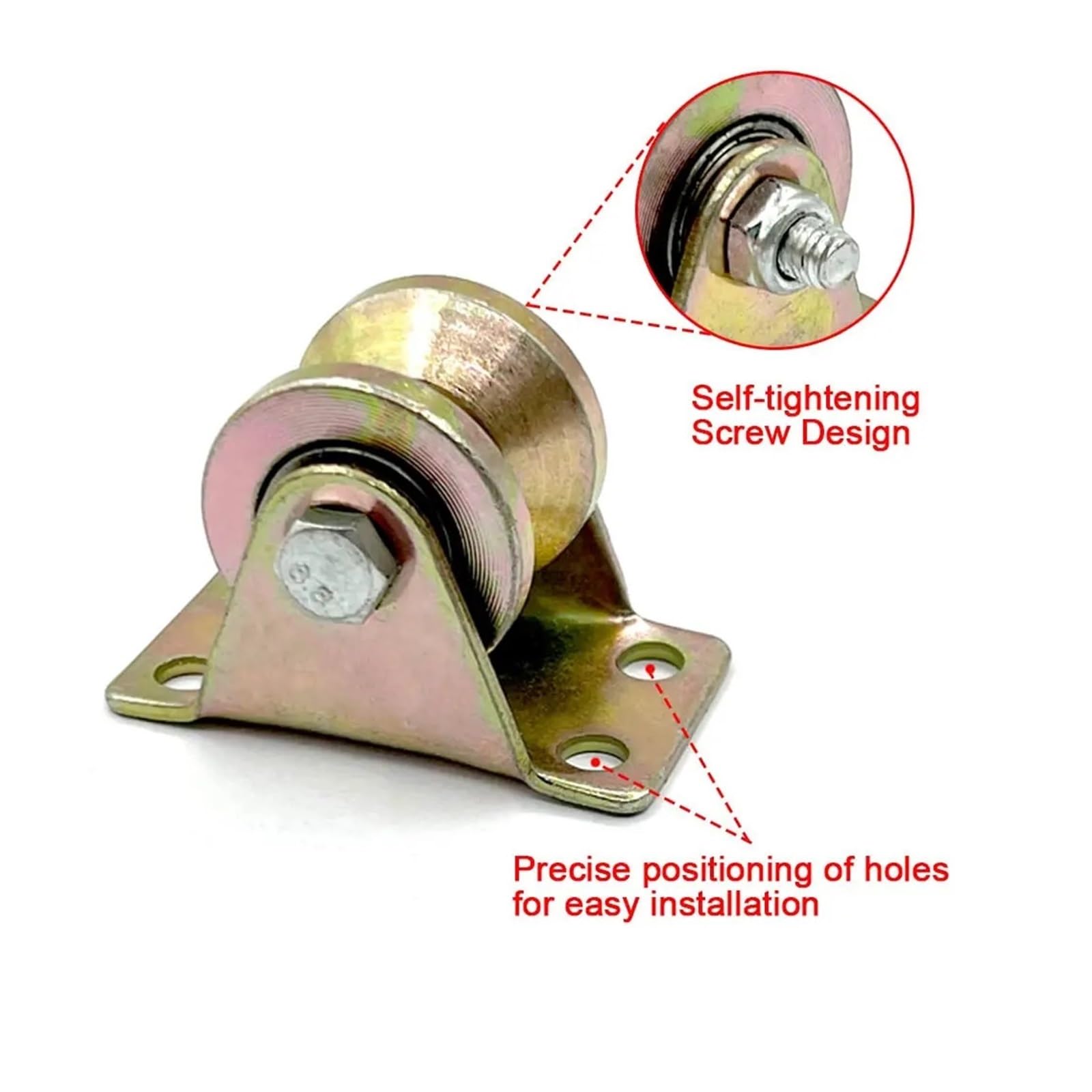 4-teilige V-Nut-Lenkrolle 1-1/4 Zoll, Schiebetorrad, for Rolltore mit umgekehrter Schiene, Schiebetor, Schienen for Industriemaschinen