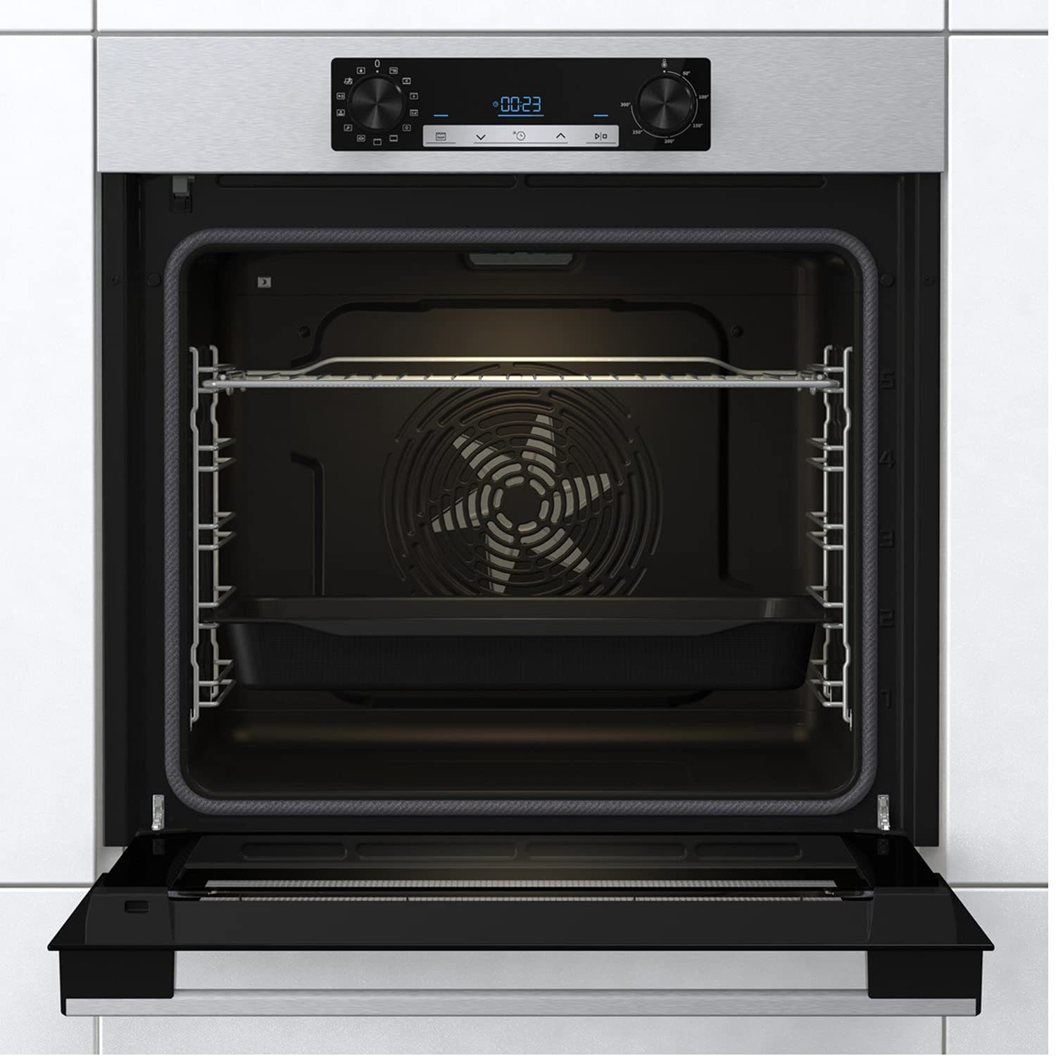 Hisense BI64211PX Four multifonction - Cavité XXL de 77L, Pyrolyse, 13 Fonctions, Fonction Pizza 300°C, AirFry, Affichage LED, Inox, Classe A+