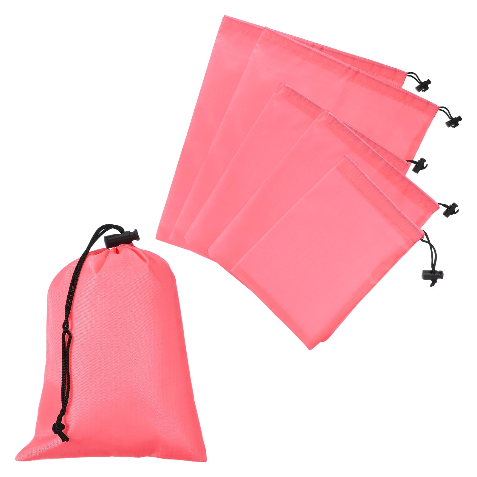 YELARXI Drawstring Bag with Toggle, Stuff Sack String Waterproof Travel Storage Bags Cinch Stuff Pouch 3 Size & 6 Pack & Pink -Fitting for (Gym/Traveling/Hiking/Yoga/Office/Shoes)
