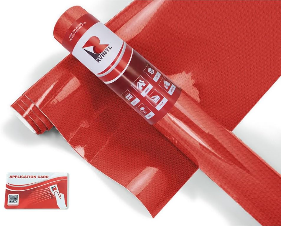 Rwraps 5D Carbon Fiber Vinyl Car Wrap Film Sheet Roll with Air Release Technology - 5ft x 20yd, Epoxy Red
