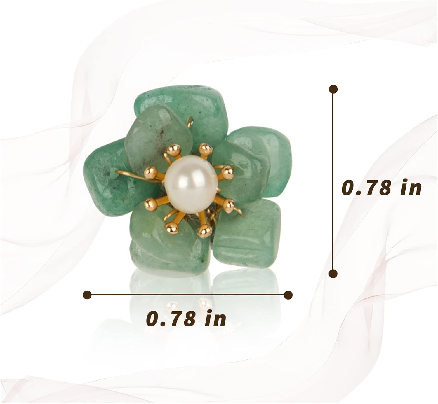 ELEXIS Green Real Jade Stud Earrings For Women Trendy Crystal Gemstone Betsey Johnson Unique Van Cleef Dainty Emerald Jewelry Set For Girls Bling Daisy… - Image 8