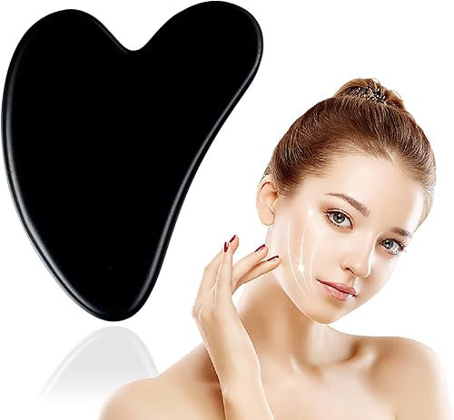 Gua Sha Herramienta de masaje facial, herramienta de escultura de línea de mandíbula de jade natural, tablero de guasha de piedra de jade para