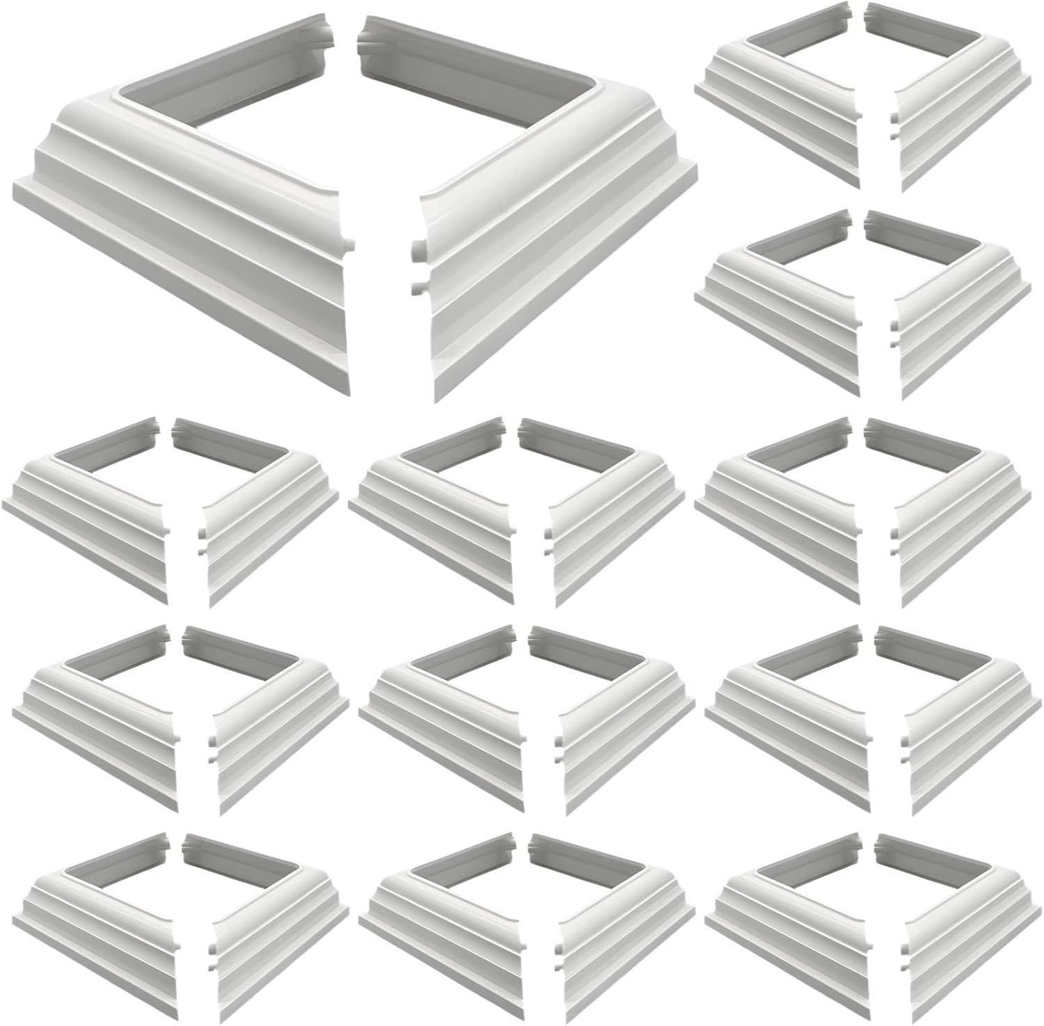 12 Pcs White PVC Post Caps, 4 X 4 In/10 Cm X 10 Cm Vinyl Covers, Split Design for Simplified Installation, Ideal for Fencing, Mailbox Supports, and Lamp Posts