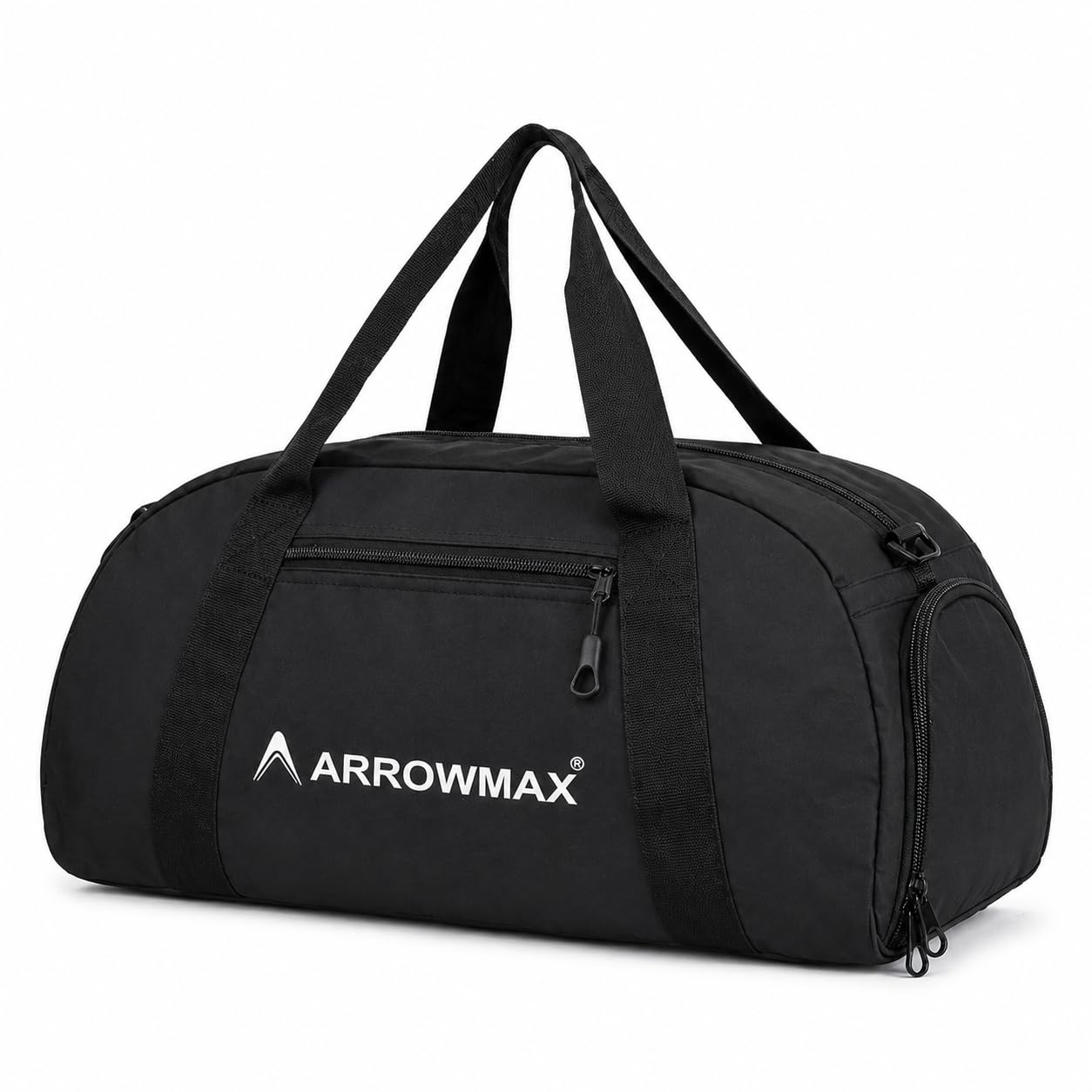 arrowmax Gym Duffle Carry Bag with Shoe Compartment for Men & Women | Sports Travel Carry Bag | Lightweight Gym Kit Bag with Separate Shoe Pocket | Fitness Duffle Bag for Training & Workout (Black)-picture-2