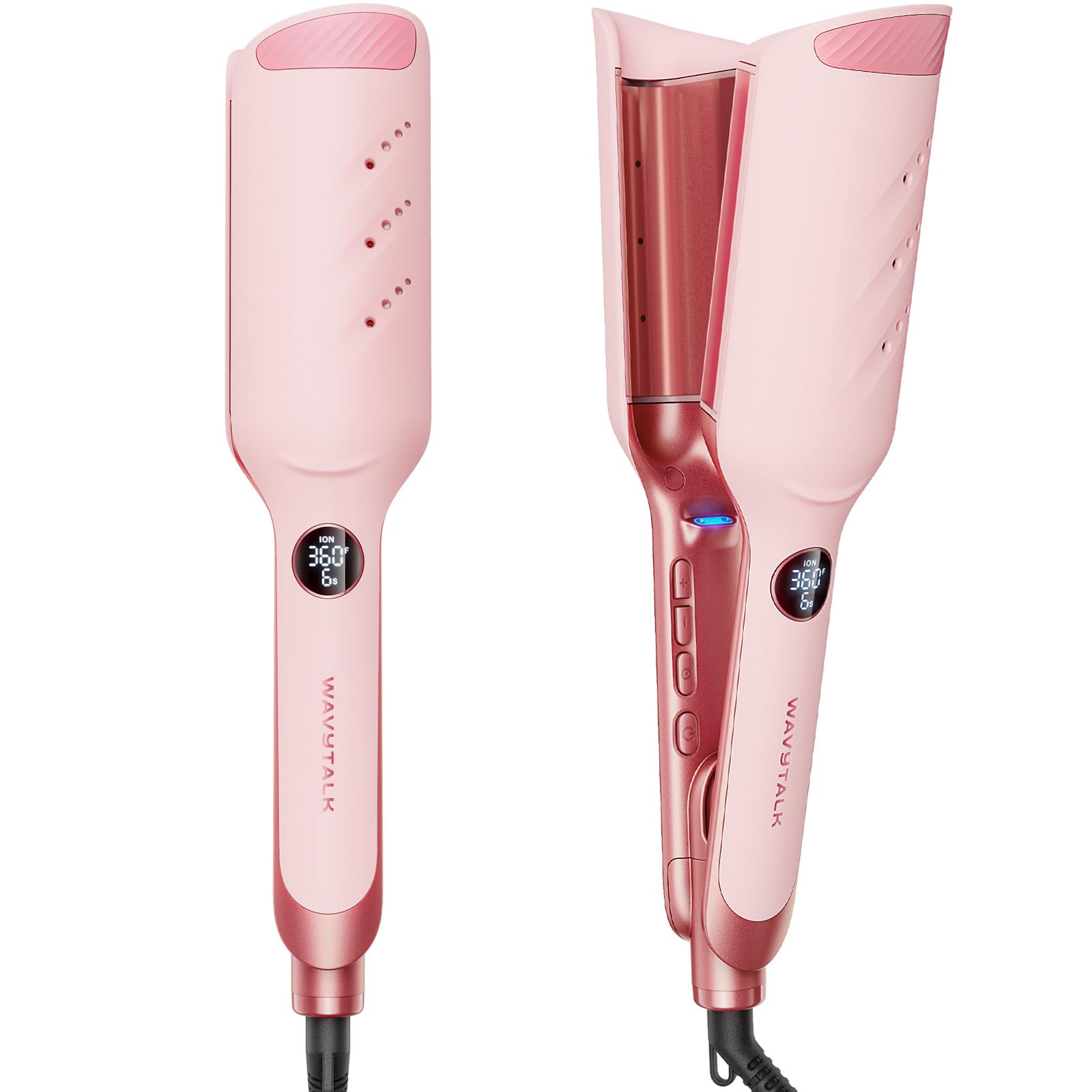 Wavytalk Power Wave Hair Crimper, Curling Iron Hair Crimper Waver, Ventilation Design for Less Damage, Ionic Reduces Frizz, Effortless-Curler, Dual Voltage Crimping Iron, Pink