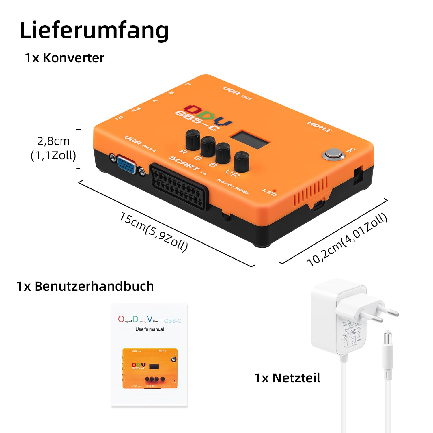 Mcbazel ODV-GBS-C YPbPr Component/VGA/RGBS Scart zu VGA/HDMI Scan Konverter für Retro Gaming Konsole unterstützt HDMI 720p/960p/1080p Ausgang