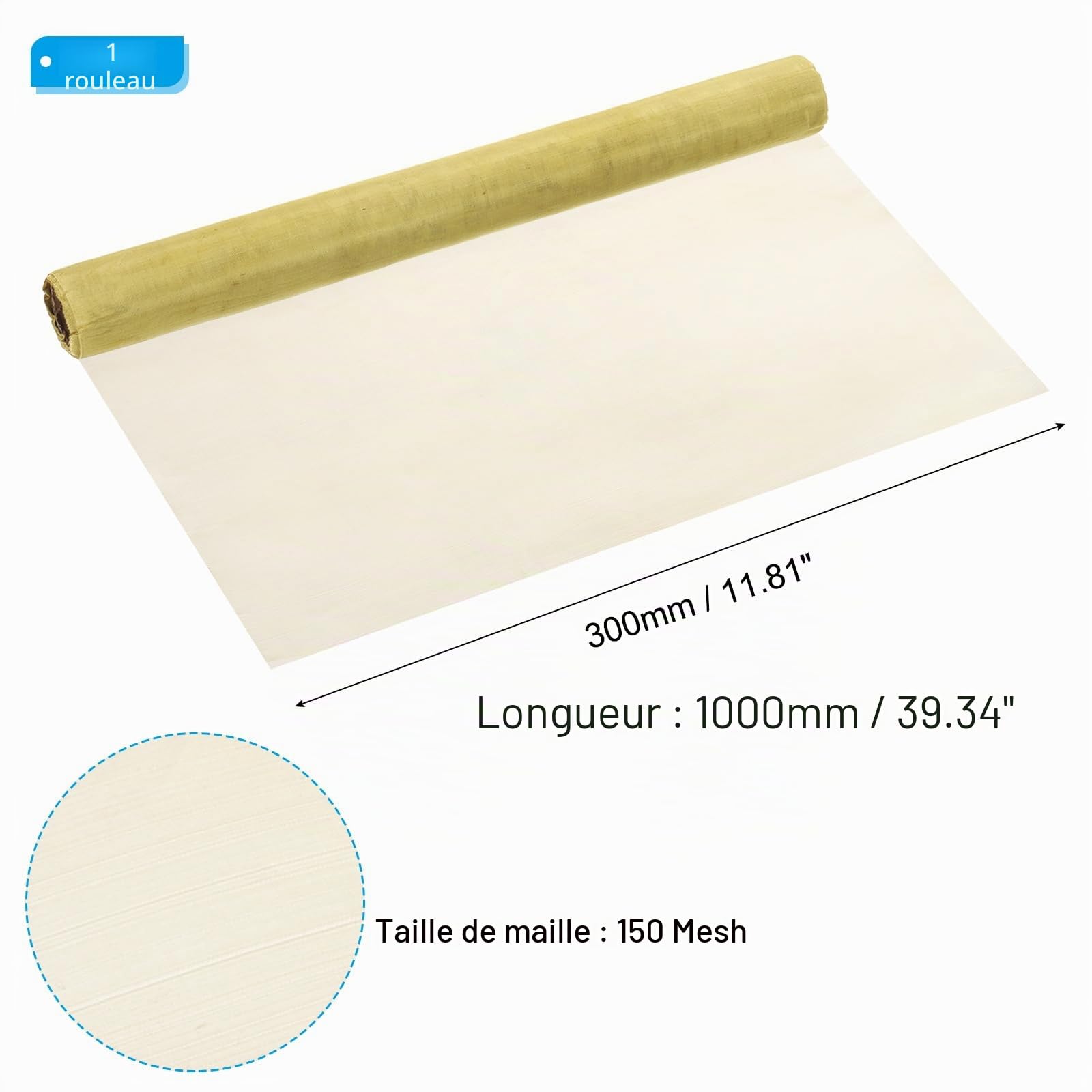 PATIKIL Toile Métallique Tissée En Laiton Rouleau 39x12", Filtre 150 Mesh Grillage Métallique Maille Grossière Pour Couverture De Sécurité De Fenêtre Filtration Clôture Animaux, Jaune